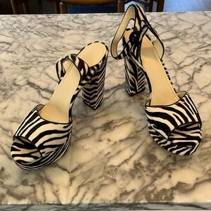 Vintage 90s Barneys New York zebra print platform heels size 42 IT